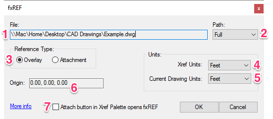 fxREF dialog box overview