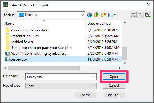 Select CSV and click Open