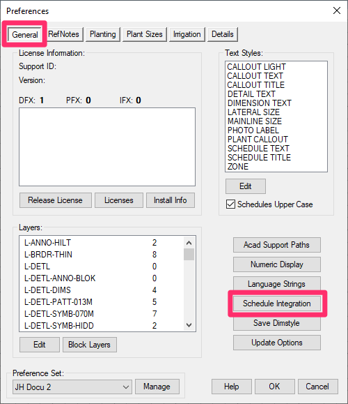 Schedule Integration dialog box