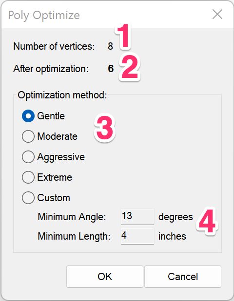 Poly Optimize dialog box