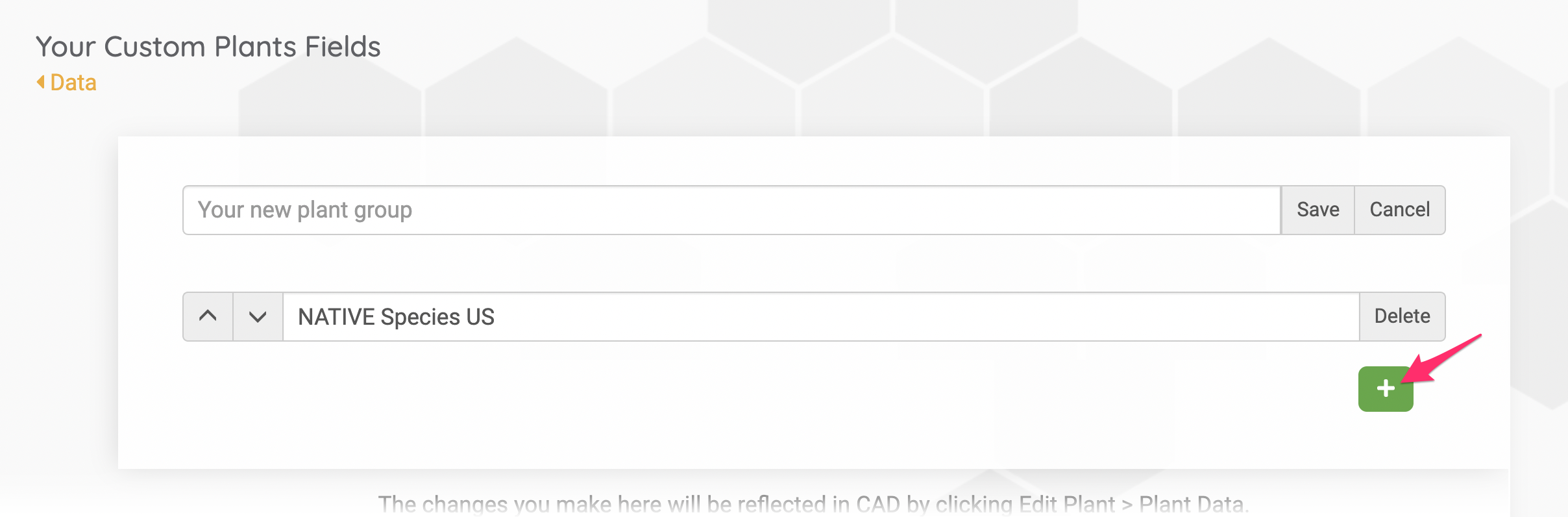 + button for adding a new plant field