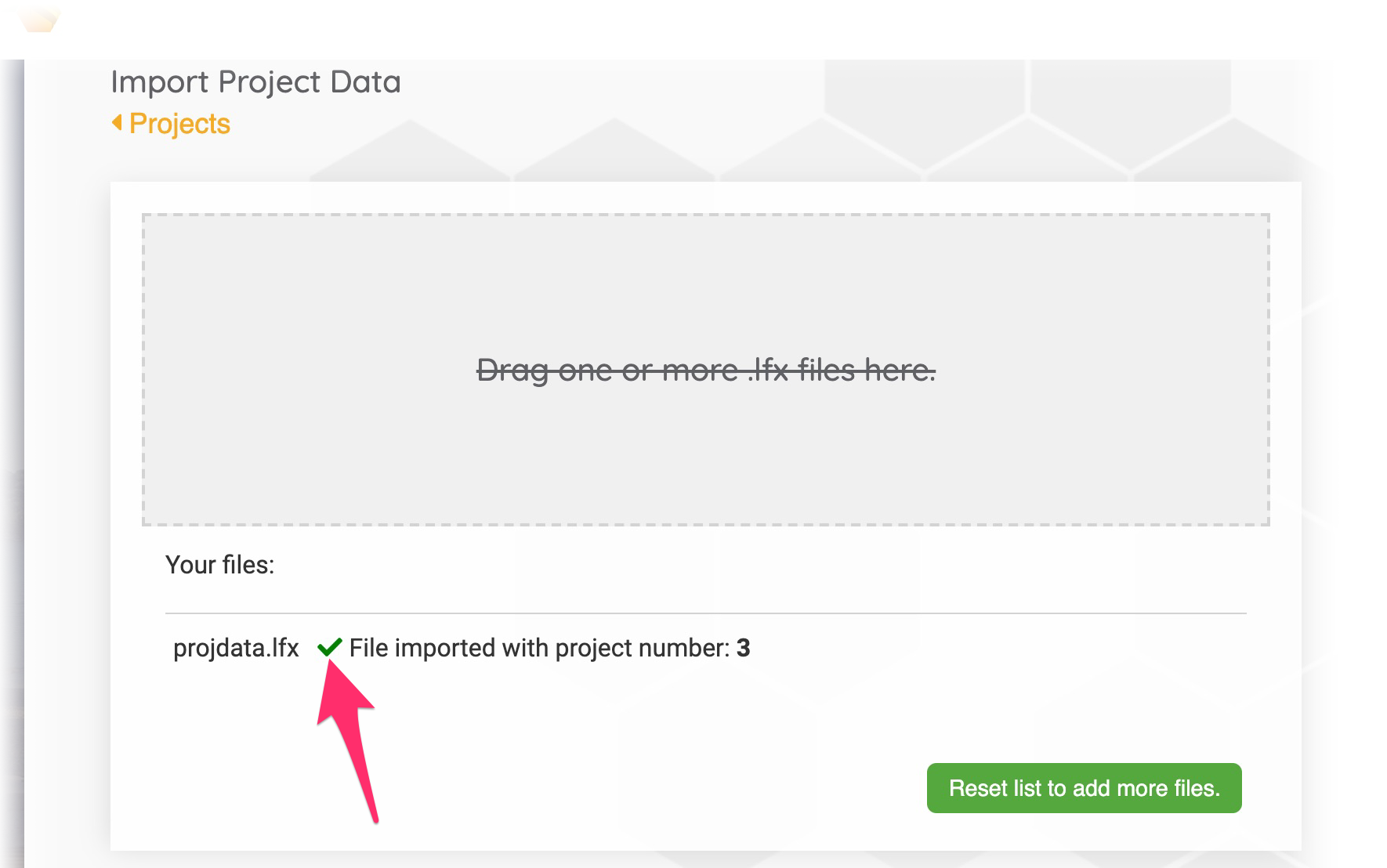 File imported message