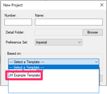 Creating a project based on a template