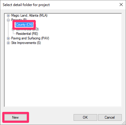 Creating a new detail folder