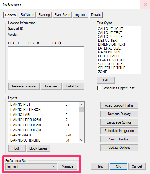 Preference Set options