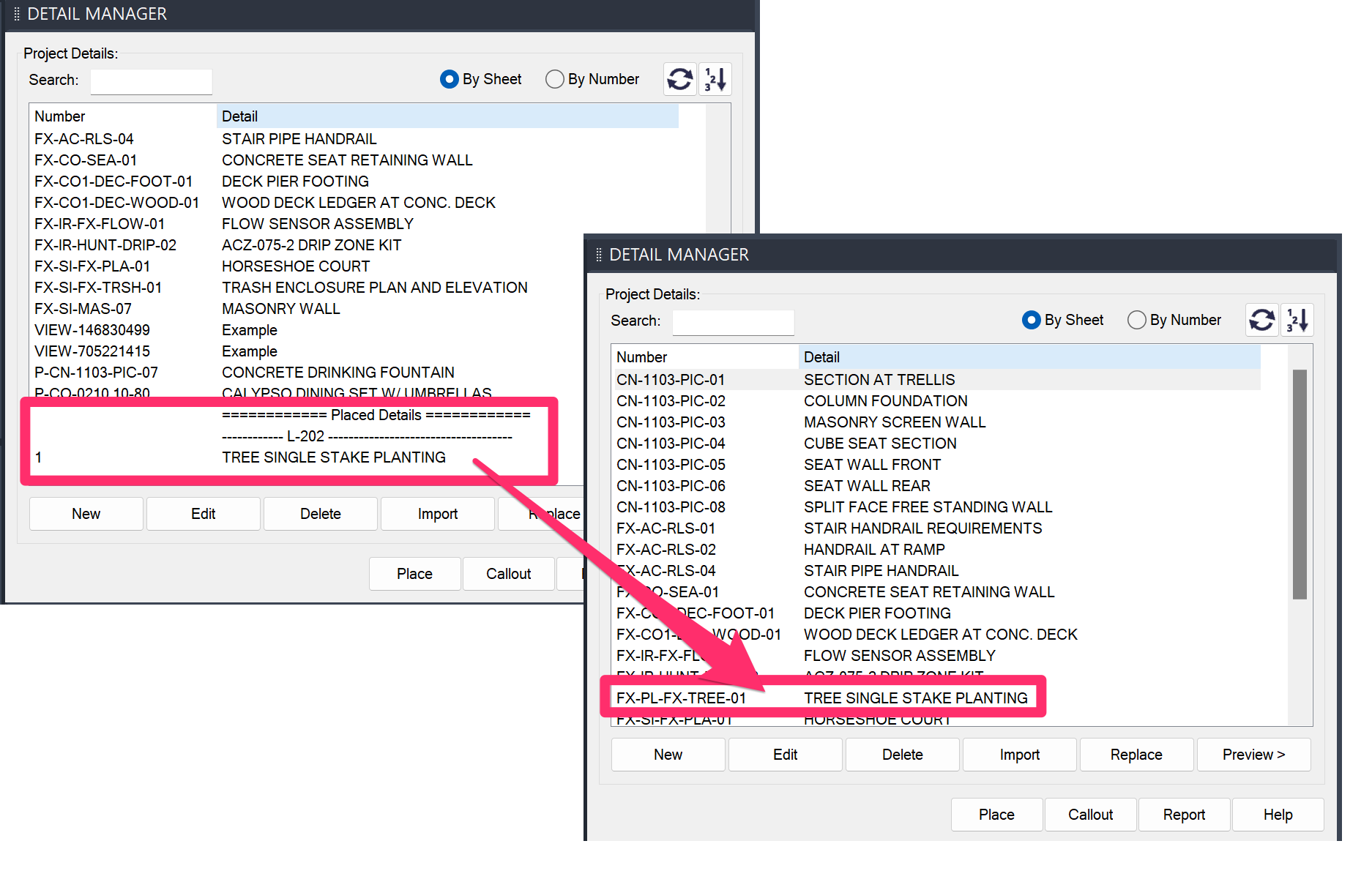 Details from a deleted sheet marked as unplaced