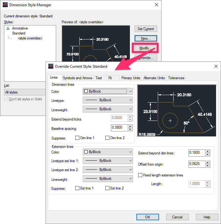 Dimension Style (DimStyle) Settings