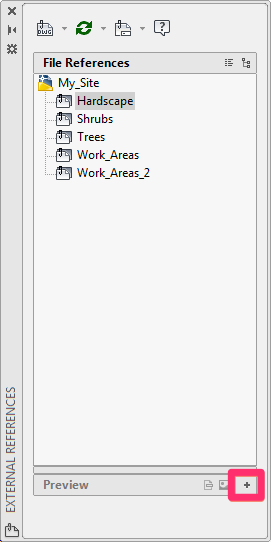 Expanding the view options area, Xref Manager