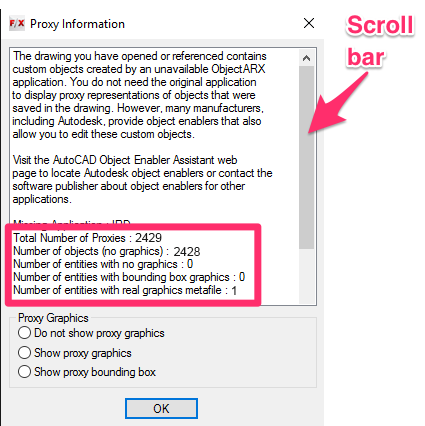 Example of Proxy Objects contained in a drawing file