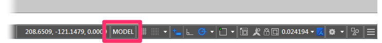 MODEL/PAPER toggle set to Model Space