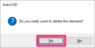Click Yes to remove the tool from the ribbon
