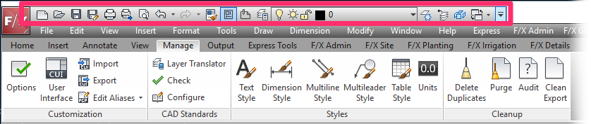 how to customize toolbar in autocad 2016