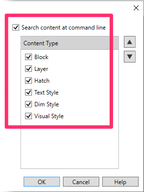 Search Content options