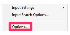 Opening the Options dialog box