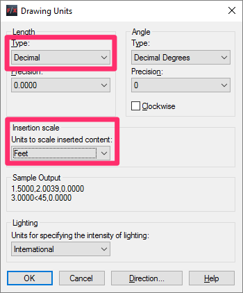 Drawing Units dialog box