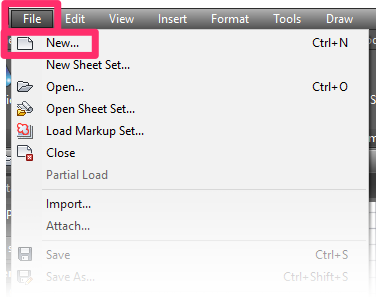 File menu, New option