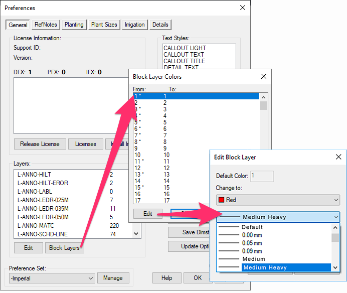 Editing block layers from the General Preferences