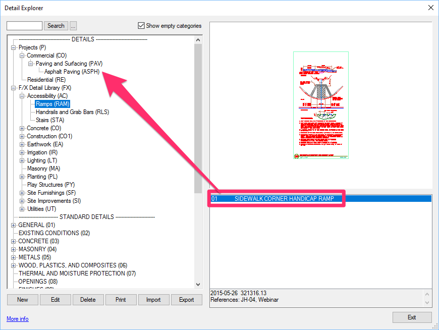 Dragging details between locations in the Detail Explorer