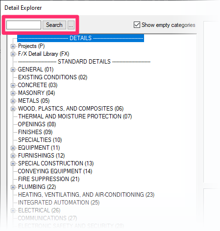 Searching for keywords in the Detail Explorer