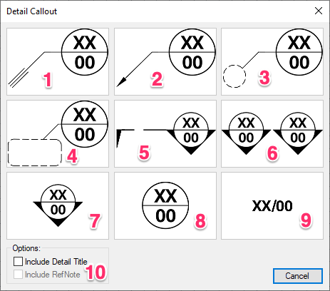 Detail Callouts dialog box, overview