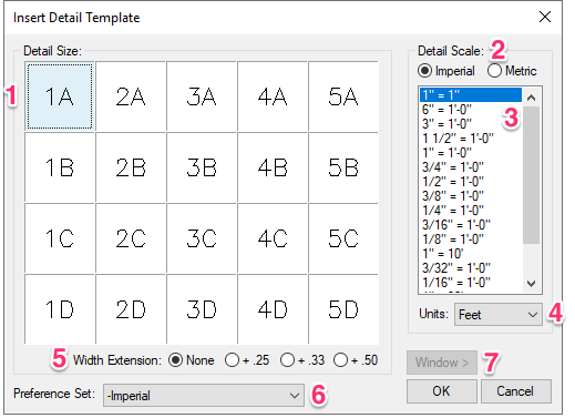 Detail Size and Scale dialog box, overview