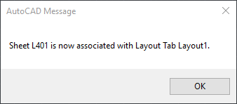 Sheet associated with selected Layout tab message