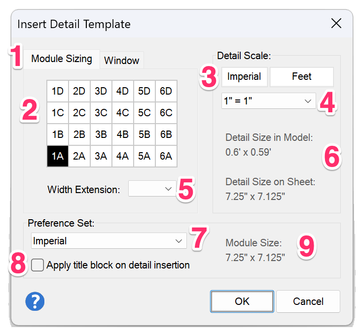 Insert Detail Template dialog box