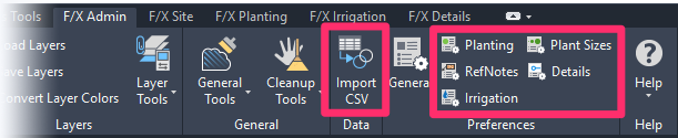 Import CSV and Preferences tool buttons removed from F/X Admin ribbon