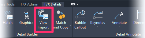 F/X Details ribbon, View Import button