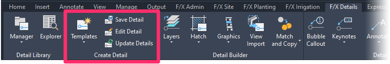 F/X Details ribbon, Create Detail pane