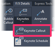 F/X Details ribbon, Keynote Callout flyout