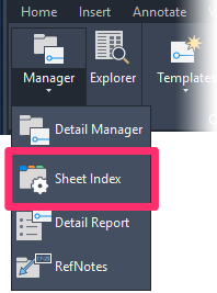 F/X Details ribbon, Sheet Index flyout