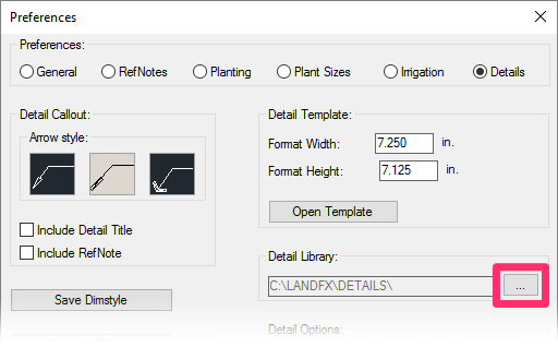 Details Preferences, button to set detail library location