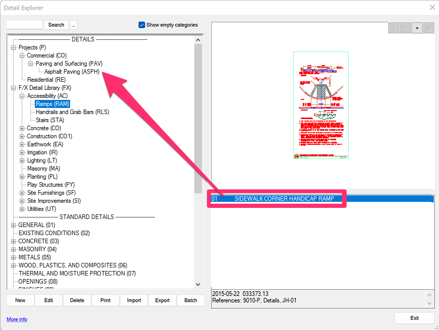 Dragging a detail to copy or move it to a different category