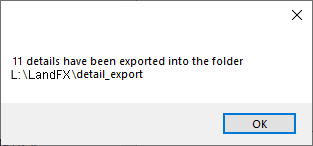 Message showing number of details exported