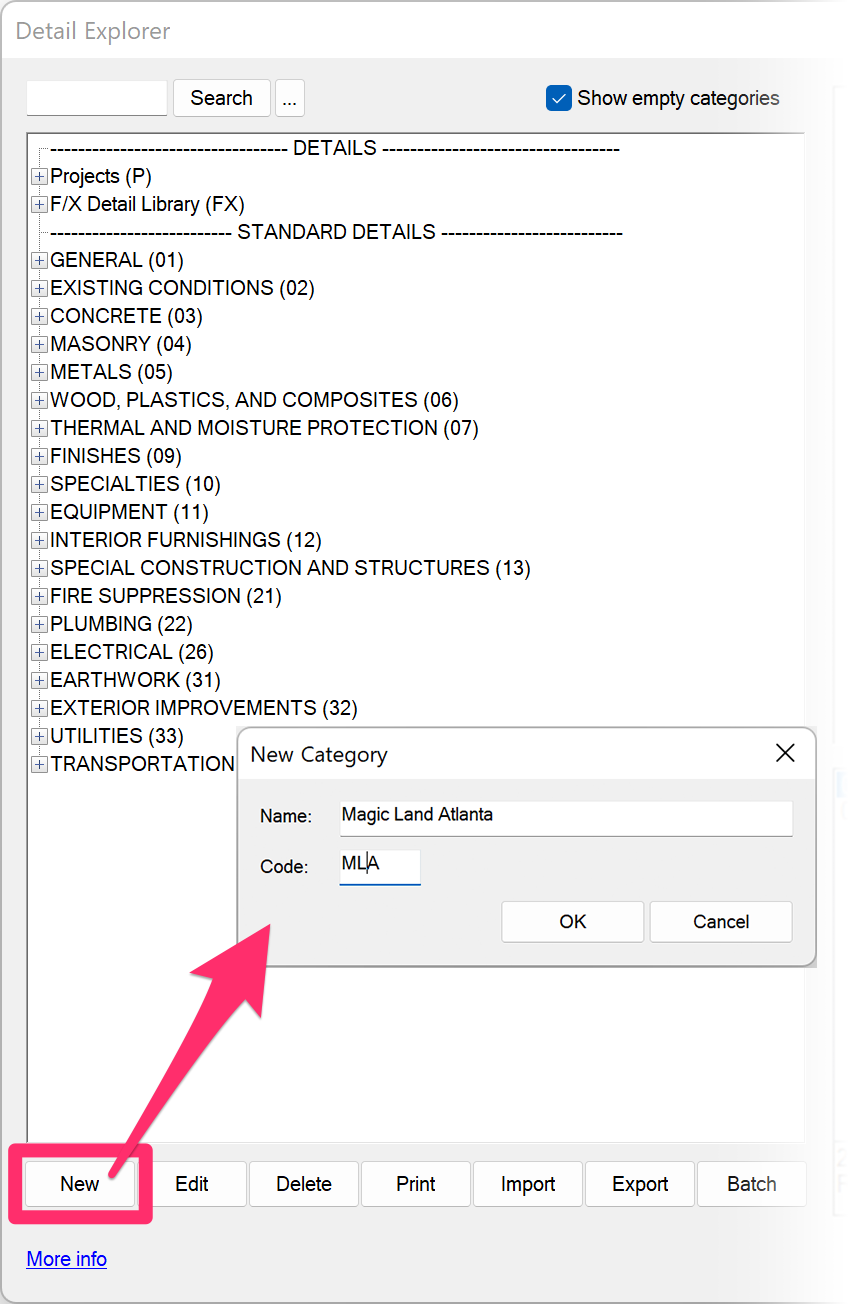 Creating a categpry for one project or type