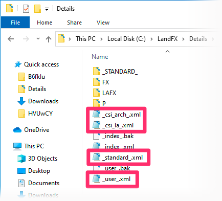 Example detail folder containing XML files for details