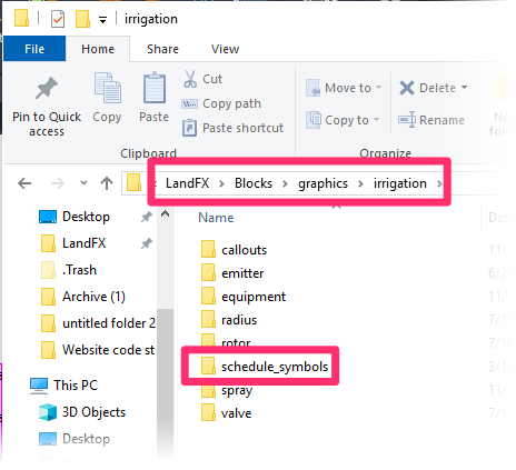 Schedule Symbols source files folder