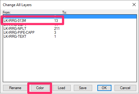 Change All Layers dialog box, Color button