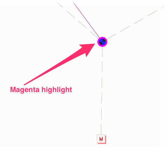 Valve with unsized laterals highlighted in magenta