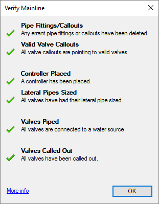 Verify Mainline dialog box, all errors addressed