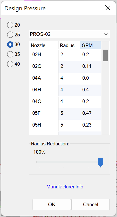 Selecting a design pressure