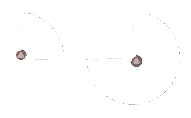 Rotary spray arcs