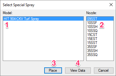 Special Spray dialog box, overview