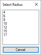 Select a Radius dialog box