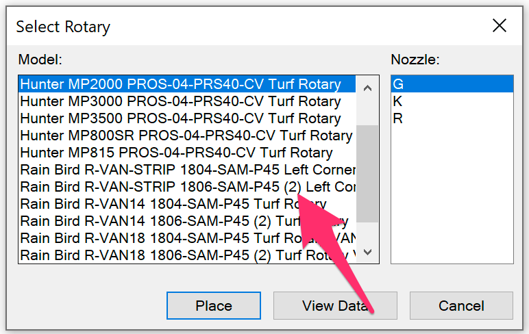 Select Rotary dialog box with a rotary number shown in parentheses