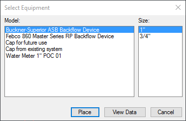 Select Equipment dialog box