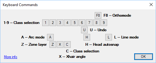 Keyboard commands for drawing lateral pipe