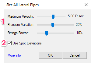 Size All Lateral Pipes dialog box