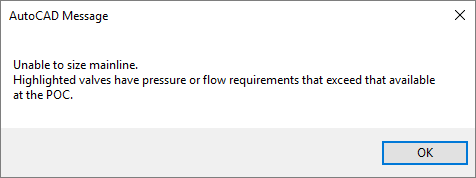 Unable to size the mainline error